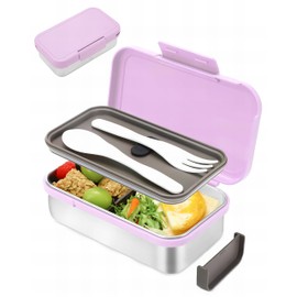 Bugucat Kinder Brotdose Edelstahl Lunchbox 900ML,Auslaufsicher Lunchbox Kinder Brotdose mit Trennwänd,Brotdosen Bento Box für Mädchen, Snackbox kinder Frühstücksbox Kindergarten für Kindergarten Lila