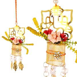Aditri Creation Set of 2 Lord Ganesh Shublab Gampati Hanging Home Wall Decor Festival Decor Traditional Door Hanging Temple Decor New Year Gift Design-2