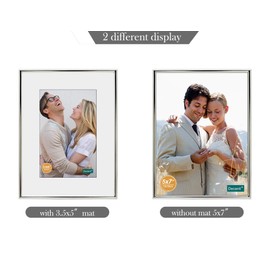 DECANIT 5x7 Picture Frame Metal,Thin Profile Photo Frame 5 by 7 Inch, Display for Wall Mounting or Tabletop Pack of 2,silver