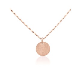Modabilé Women’s Necklace with Circle Pendant - 925 Sterling Silver - Length 45 cm, Width 1.2 mm - 925 Silver Chain Rose Gold Plated / Silver & Black Rhodium-Plated with Case | Made in Europe, Gold-Plated Silver