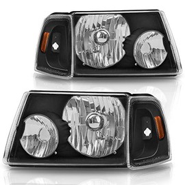 AUTOSAVER88 Headlight Assembly with Corner light Compatible with 2001-2011 Ford Ranger Chrome Housing Amber Corner lights headlamp