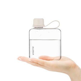 ALLKELR Portable Flat Water Bottle,BPA Free Reusable Tritan Plastic Travel Water Bottle Cup,Lightweight Leakproof Slim Water Bottle Fits Purse,Backpacking, Hiking (White, 10.8 oz)