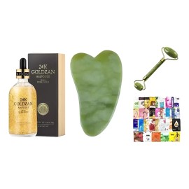 Suero24k Colageno + Rodillo De Jade + Guasha + 7 Mascarillas Cara