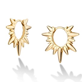 LOYATA Spike Earrings Gold Huggie Hoop Sleeper 14K Gold Plated Dainty Small Simple Hypoallergenic Geometric Jewelry Gift for Women