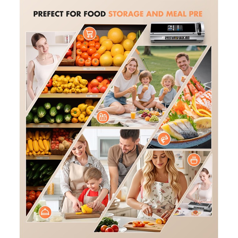 Food Vacuum Sealer Machine with Storage & Built-in Cutter
