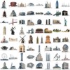Pack of 65 Famous Building Stickers Water Bottles Laptop Phone