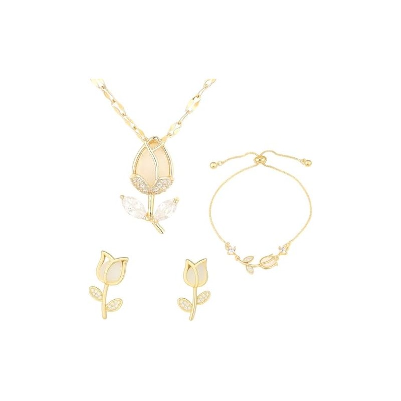 Juego de 3 Piezas de Tulipán para Mujer: Collar con