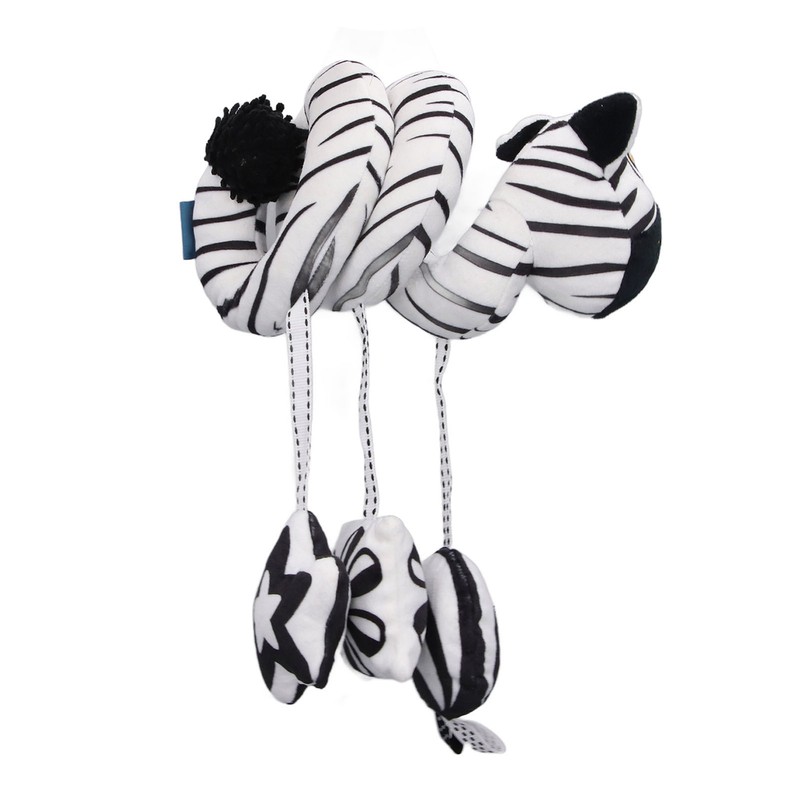 Baby Plush Animal Stroller Toys Black and White Spiral Activity