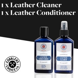 Cobbler's Choice Leather Cleaner & Conditioner Duo - Clean, Restore, and Revive Your Leather Using All Natural Formula - Made In USA
