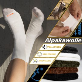 MAGISDU Alpaca Ski Socks for Men Women, 2 Pairs Warm Thermal Socks, Thick Winter Socks, Size 35-51, White