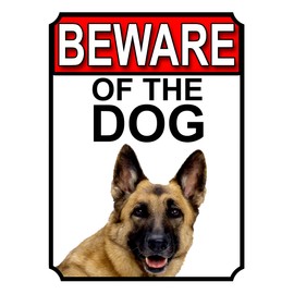 SHAWPRINT BEWARE OF THE DOG METAL GATE SIGN GERMAN SHEPHERD 200MM X 150MM (1134H1)