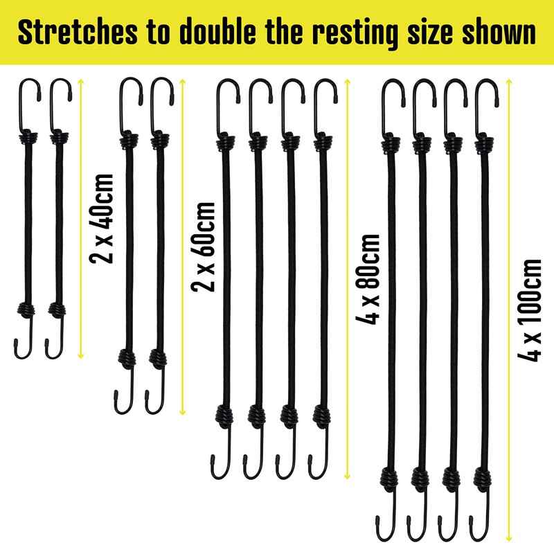 Glengor Premium Bungee Cord Set | Pack of 12 |