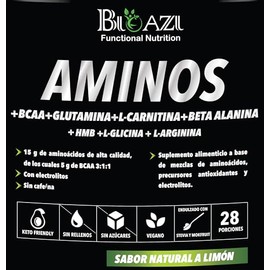 Aminos - Aminocidos - BCAA - Glutamina - L carnitina - Beta alanina - HMB - L glicina - L arginina - Sin azcar- Preentreno- Suplemento - Gym-...      