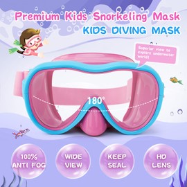 WAVE Children's Swimming Goggles, Anti-Leak Snorkel Mask with Nose Cover & Elastic Fabric Band, UV Protection Swimming Goggles for Boys and Girls