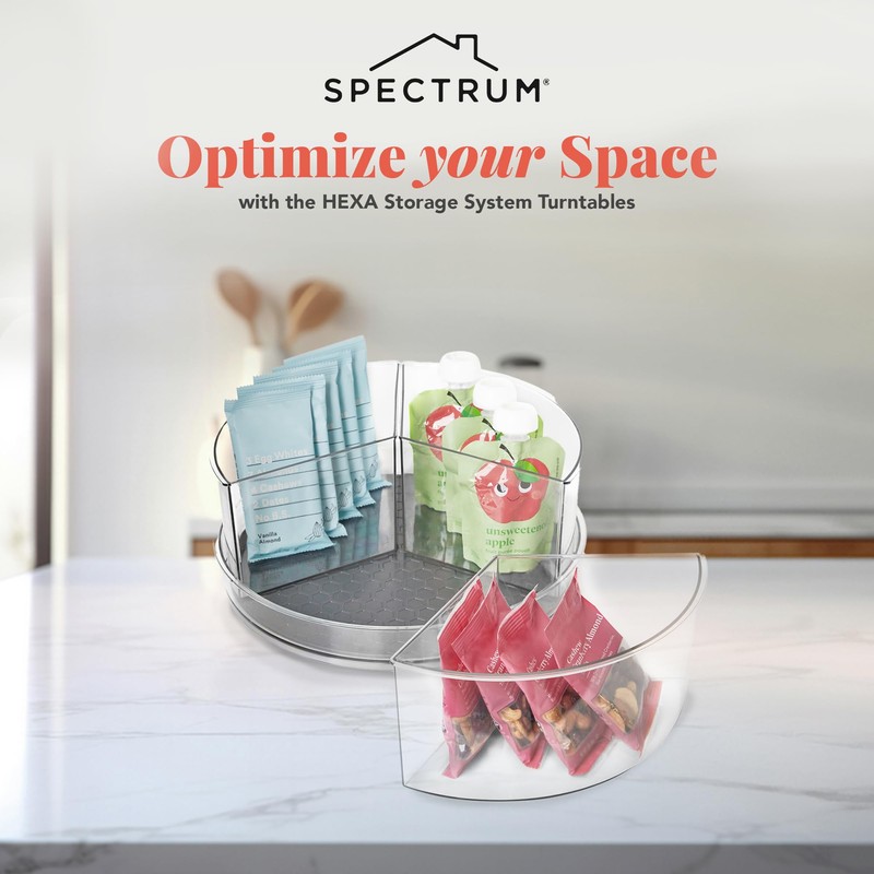 Spectrum Lazy Susan Organizer, Hexa 3 Divider with Removable Bins