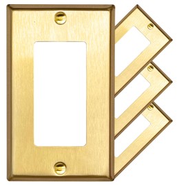 Rio Salto BRASS Metal Rocker Decora Decorator Gold Light Switch Wall Plate or Outlet Cover Wall Plate STANDARD SIZE Single Receptacle Wallplate Rocker Covers 1 Gang 4.50" x 2.76" (4 Pack)
