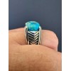 HarlemBling Blue Genuine Turquoise Mens Real Solid 925 Sterling Silver