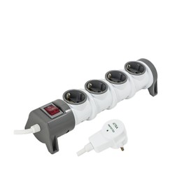 Schuko Power Strip with Switch and Plug with Surge Protection with 1.5 and 3 m Cable (4-Way with 3.0 m Cable)
