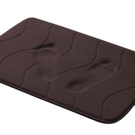 Memory Foam Coral Fleece Non Slip Bathroom Mat, Super Soft Microfiber Bath Mat Machine Washable Bath Rug Super Absorbent Thick and Durable Bath Rugs 20W X 32L Inches (Brown Waved Pattern)