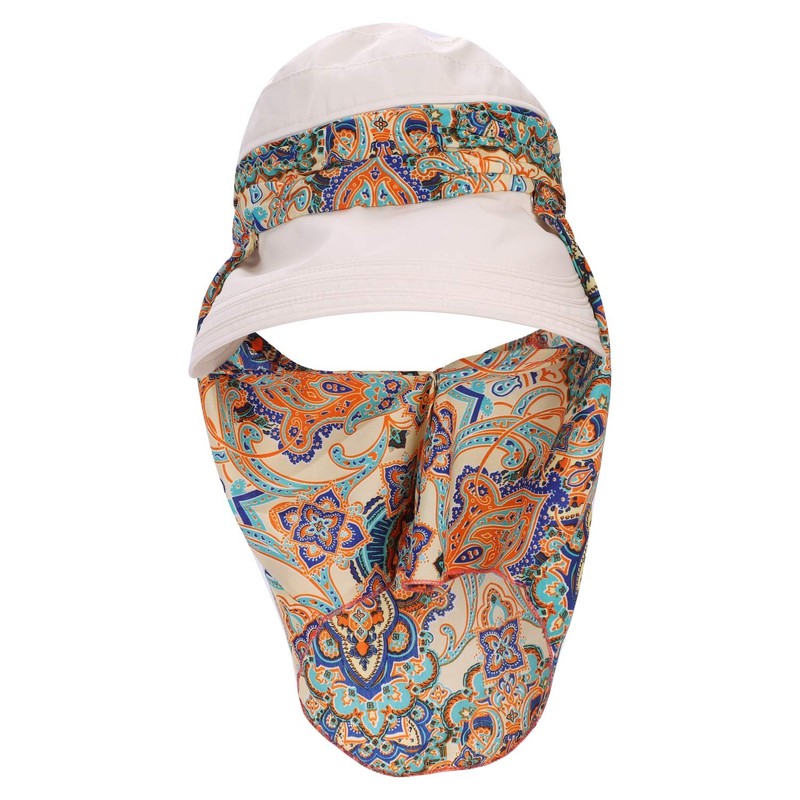 Convertible Sun Hat with Neck Protector Scarf Removable Top Wide