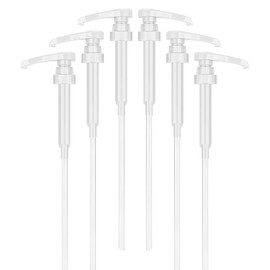 6-Pack White Coffee Syrup Pump Dispenser – Fits Mon in 1 Liter (33.8oz) Plastic Bottles – Also Fits Most 750ml (25.4oz) Bottles – Reusable No-Drip Pumps for Coffee Bars and Beverage Stations