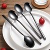 Steel Black Soup Spoon, Long Handled Great Circle Spoons,Korean Long