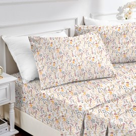 MUXHOMO King Size 4 Piece Sheet Set, Soft Breathable Bed Sheet Set for Bedroom with Deep Pocket Up to 16", Wrinkle-Free & Cooling Bedding for Oeko-TEX Certified - Fern Class