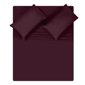 MALLONI HOME California King Sheet Sets - Double Brushed Microfiber Bedding Sets, 4 Piece Deep Pocket Bed Sheets Sets - Ultra Soft, Wrinkle Free, Quick Dry, Easy Care California King Sheets - Burgundy