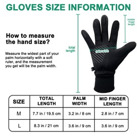 lifwimner Kids Winter Sports Gloves, Touch Screen Anti-slip Running Gloves, Waterproof Thermal Fleece Outdoor Gloves for Cycling, Skiing Soccer Hiking(Black, L)