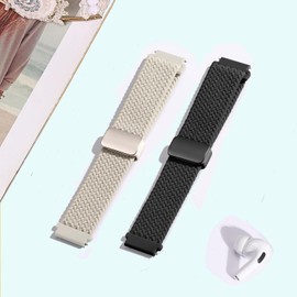 ZOCOVIN 2Pack Magnetic Braided Nylon Band Compatible With Garmin Venu 3S/Vivoactive 4S/Venu 2S/Vivomove 3S, 18mm Quick Release Stretchy Strap Replacement for Garmin Forerunner 255s/265S Women Men