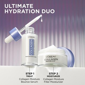 L’Oréal Paris Collagen Daily Face Moisturizer & Moisture Bounce Serum Bundle for All Skin Types | Lightweight, Non-Greasy, 8% Pure Collagen for Radiant Hydration