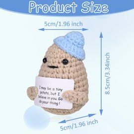 iewrtcin Mini Knitted Potato Cute Cheer Up Gifts for Friends Birthday, Mr. Potato Doll With Positive Card