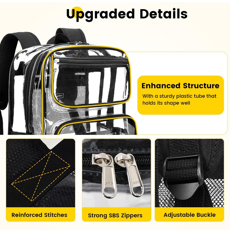 Vorspack Clear Backpack Heavy Duty - Large See Through Bookbag