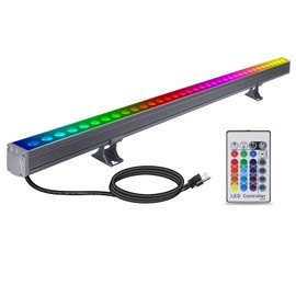 Yasotek LED Wall Washer Light with RF Remote, 144W RGBW+5000K Landscape Linear Wall Wash Light Bar, 40'' Color Changing Spot Light for Indoor Outdoor Building, Weddings, Commercial Lighting