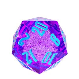 Cusdie 55MM D20 DND Dice with Sharp Edges, Single 20 Sided D&D Dice, Handcrafted Polyhedral Dice, for Role Playing Game Dungeons and Dragons Gift(Purple with Bubbles)