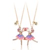 Cute Ballerina Heart Best Friend Necklace 2PCS Enamel Matching Love