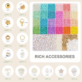 Zuzcher 3 mm Colourful Beads for Bracelets, 24 Colours Beads Set Bracelets Beads Bracelets Make Yourself with Pearl Letters for Necklaces Earrings DIY Decoration Gifts for Girls