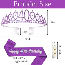 POPOYU Fabulous Birthday Crown Sash Set, Black Tiara Crown, Birthday Crown for Birthday Decoration, Princess Crowns, Hair Accessories for Women, Birthday Gift, Party Accessories, Rhinestone