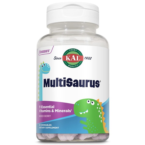 KAL Kids MultiSaurus Vitamins & Minerals | Mixed Berry Flavor | Childrens Once Daily Multivitamin | 60 Chewables