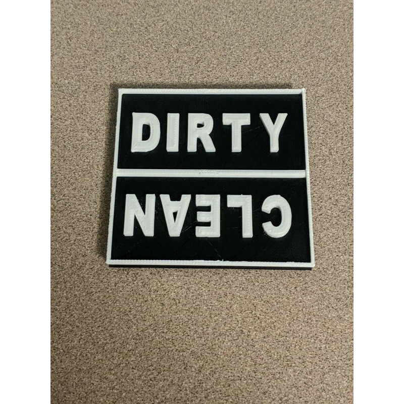 Dishwasher magnet square sign Clean Dirty 3D Printed