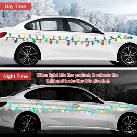 MORCART 80PCS Reflective Christmas Car Magnets Set - Xmas Decorations Bulb Lights Holiday Ornaments for Refrigerator Garage Fridge Mailbox Door Decor DIY