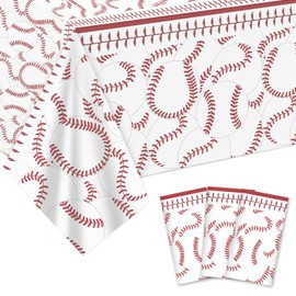BOXOB 4pcs Baseball Tablecloths, 107.87x53.94in Rectangular Sport Theme Table Cover Cloth Plastic Waterproof Tablecloth for Baseball Party Decorations Supplies