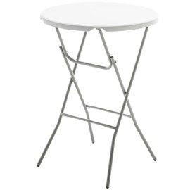BTEXPERT 32" Round 43" Bar Height White Granite Plastic Folding Table Portable Commercial Table Banquet Card Coffee Dining Table for Wedding Party Event Home Kitchen Outdoor