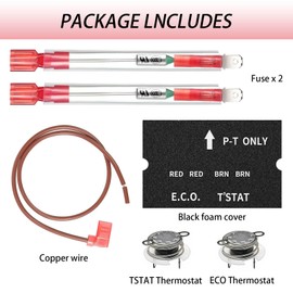dawfall 2 PCS Car Water Heater Thermal Breaker Kit, T'STAT + Thin Copper Connecting Wire + ECO Thermostat Assembly Kit, Vehicle Replacement Modification Accessories, for Most Cars, RV (Multicolored)