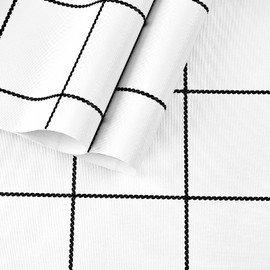 Yullpaper White Grid Plaid Removable Wallpaper Peel and Stick 24"X118" Geometric Modern White Checkerboard Contact Paper for Countertops Prepasted Wallpaper for Walls Shelves Drawer Liner Decorative