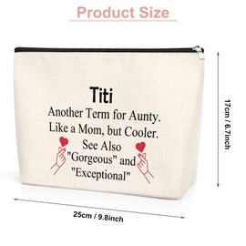 Auntie Gifts Titi Gift from Niece Cosmetic Bag Birthday Gifts for Aunt New Auntie Gift for Women Sister Friends Bestie Mother's Day Gift for Aunt First Time Auntie Gifts Best Auntie Gifts for Auntie
