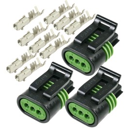 3-Pack (3-PIN) Metri-Pack Female 150.2 Series Pull-to-Seat Sealed Connector w/16 18 GA