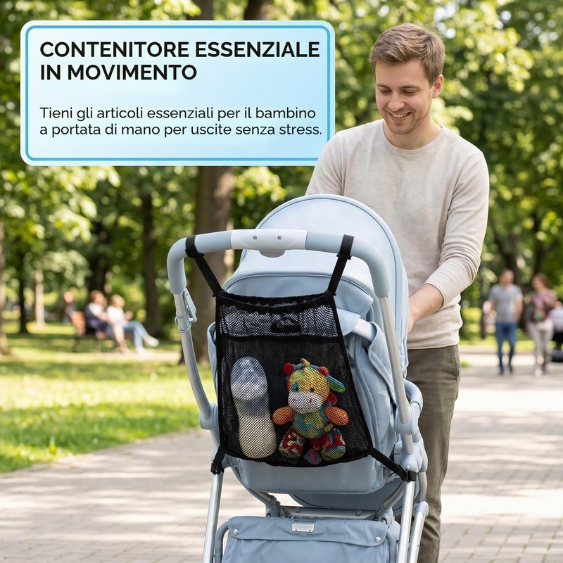 QOWUXHZ Rete per Passeggino, Borsa Portaoggetti, Accessorio per Carrozzina, Ideale