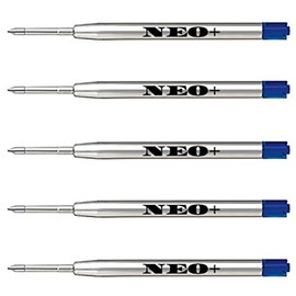 Quality Ballpoint Pen Refills, Medium Point. Compatible with Parker Ball Pen. G2 Style Refill (5 x Blue Ink)