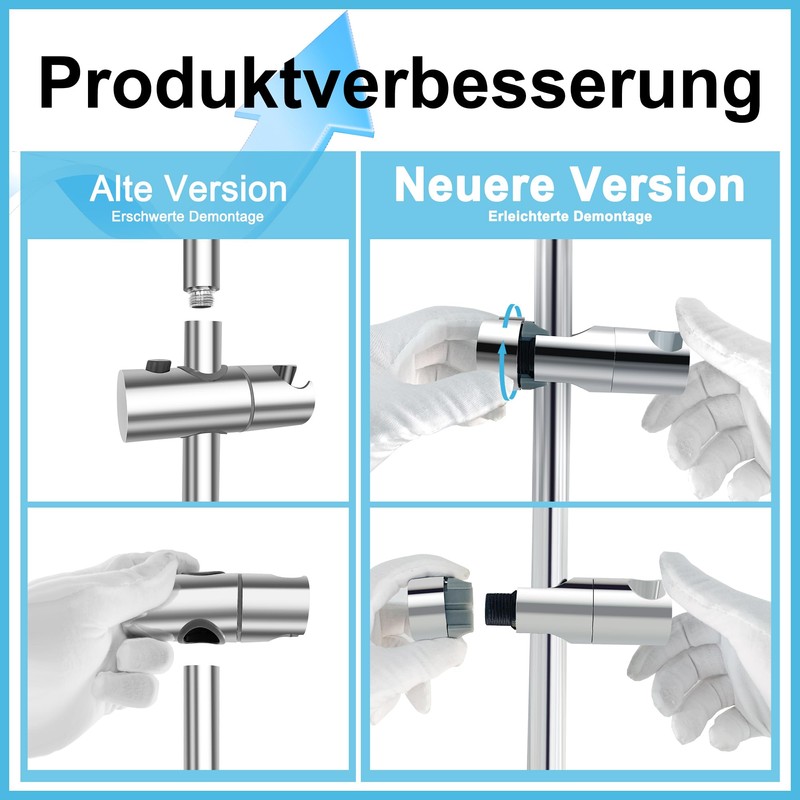 Görbach Stainless Steel Shower Wall Rail with Variable Fixings -